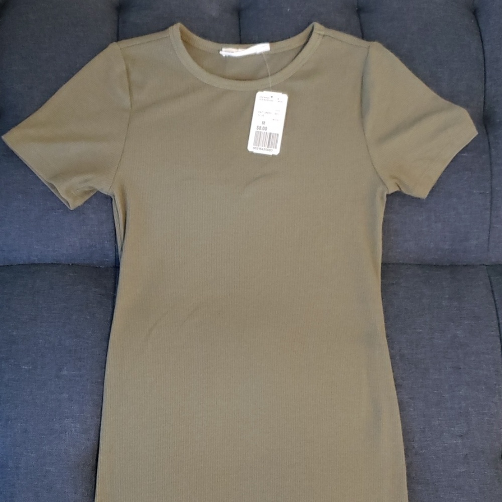 Forever 21 olive green ribbed t shirt dress